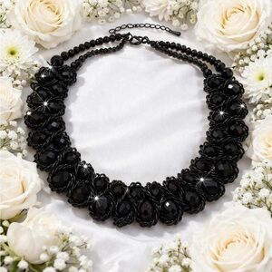 Elegant Black Beaded Necklace